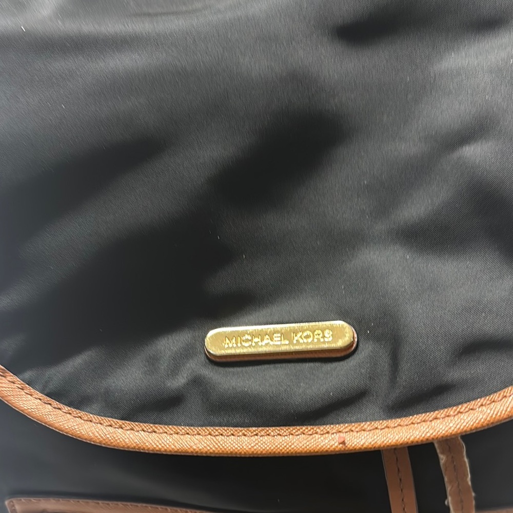 Michael Kors Black and Tan Backpack with Leather Accents - Picture 4 of 13